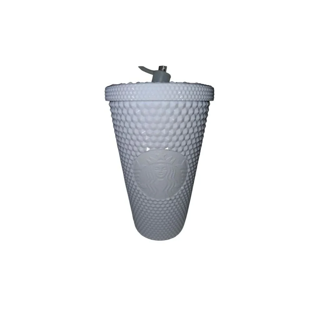 Starbucks 2021 White Studded Cold Cup‎ Tumbler 24oz with Lid & Straw jewel straw